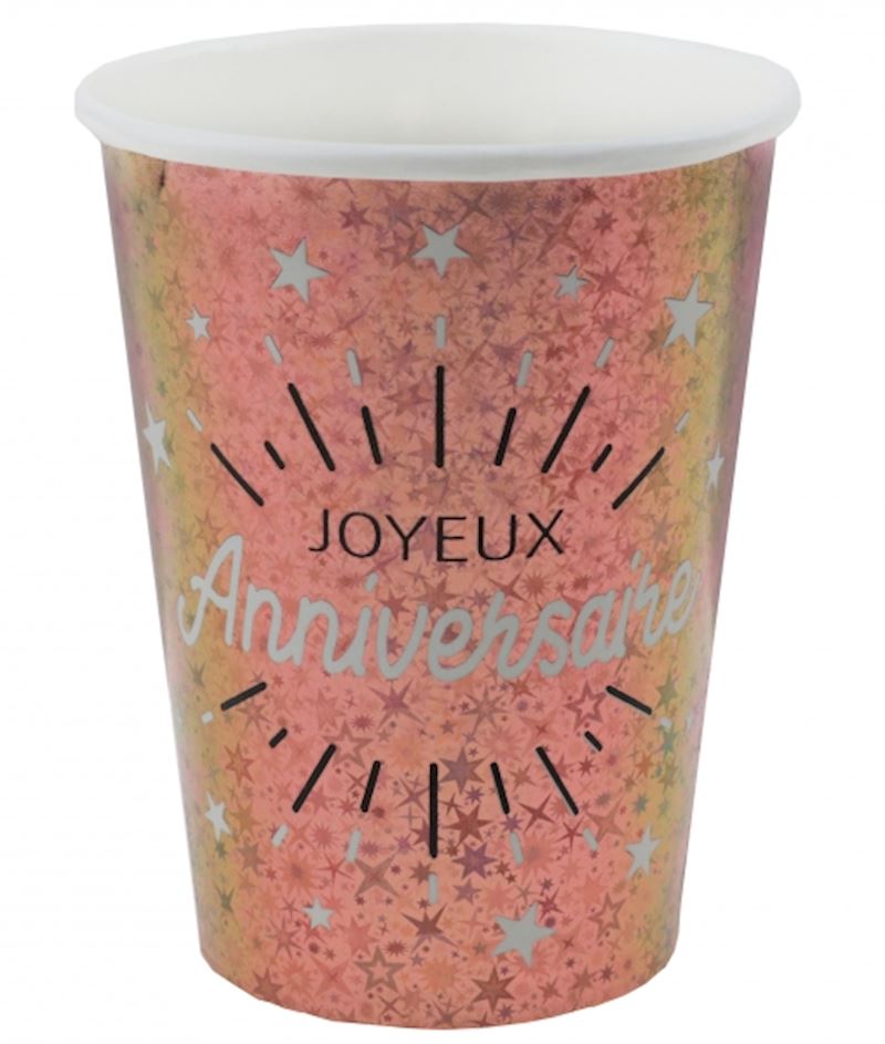 Partybecher roségold 10 Stk. Joyeux Anniversaire