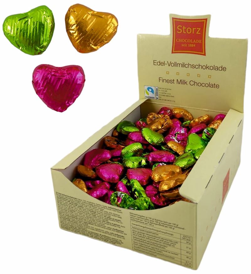 Schokoladen Herzchen bunt 5 g Edelvollmilchschokolade
