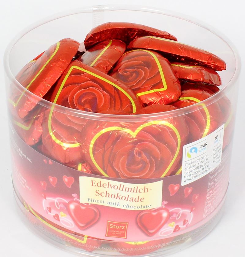 Schokoladen Rosenherz 15 g Edelvollmilchschokolade