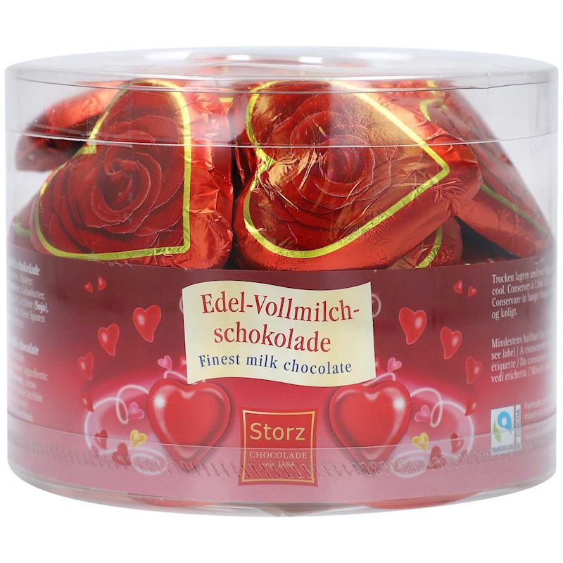 Schokoladen Rosenherz 15 g Edelvollmilchschokolade