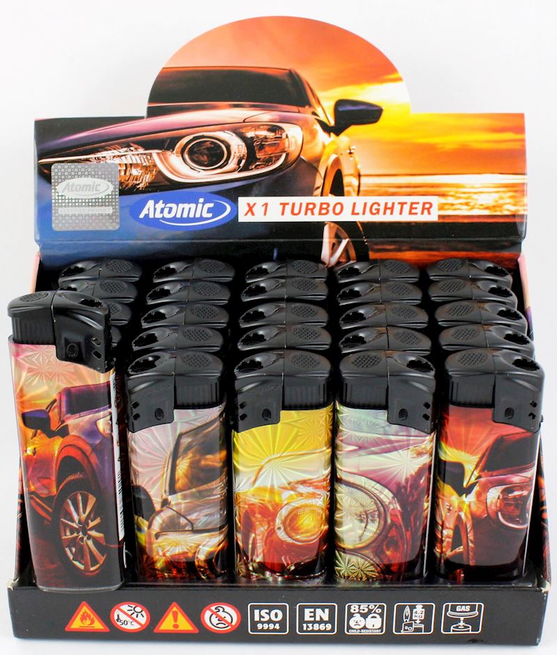 Atomic Elektronik Feuerzeug X1 Turboflamme Lasercars