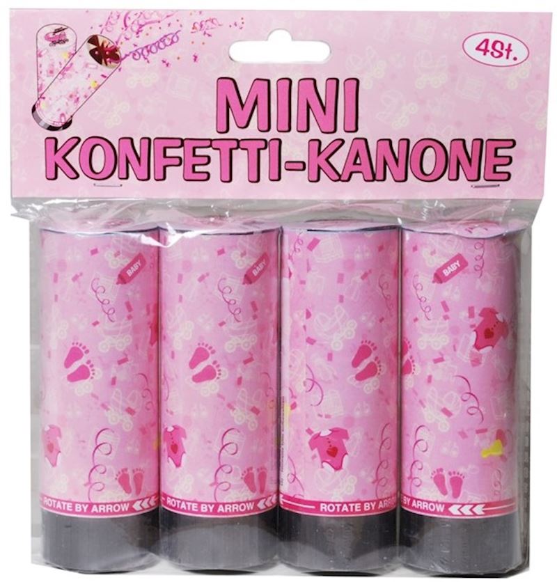 Konfetti Kanone 4 Stk. Mini Zur Geburt rosa