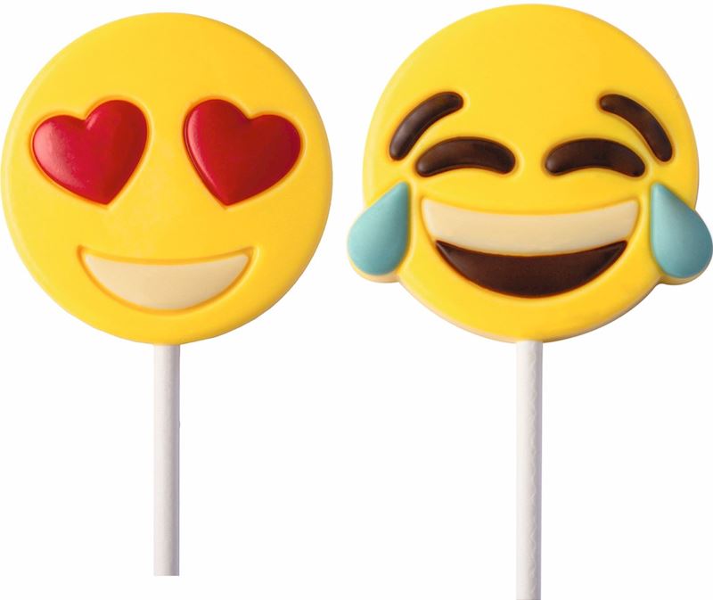 Schokoladen Lolly Emoji Smile 2-fach sort. 15 cm, 25 g