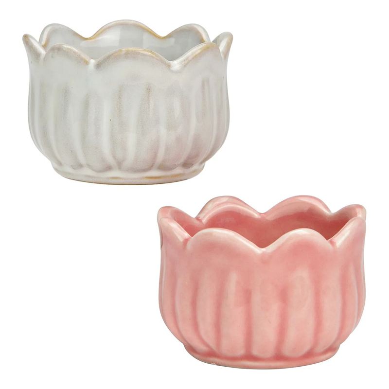 Bougeoir en porcelaine, 2 fois blanc-roseé