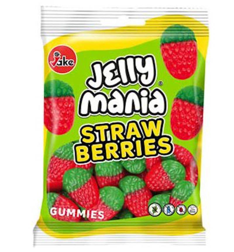 Jake Jellymania Strawberries halal, 100 g en sachet