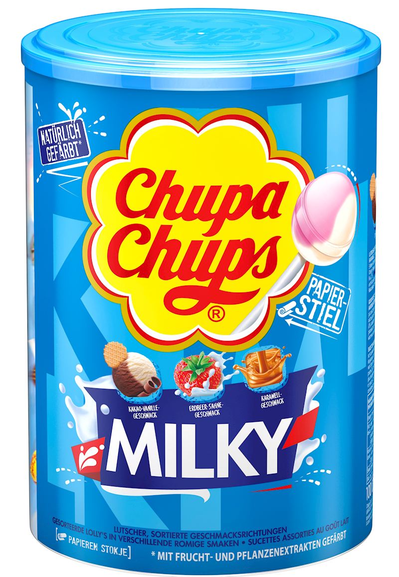 Chupa Chups Milky 3 Aromen Lollis in der Dose