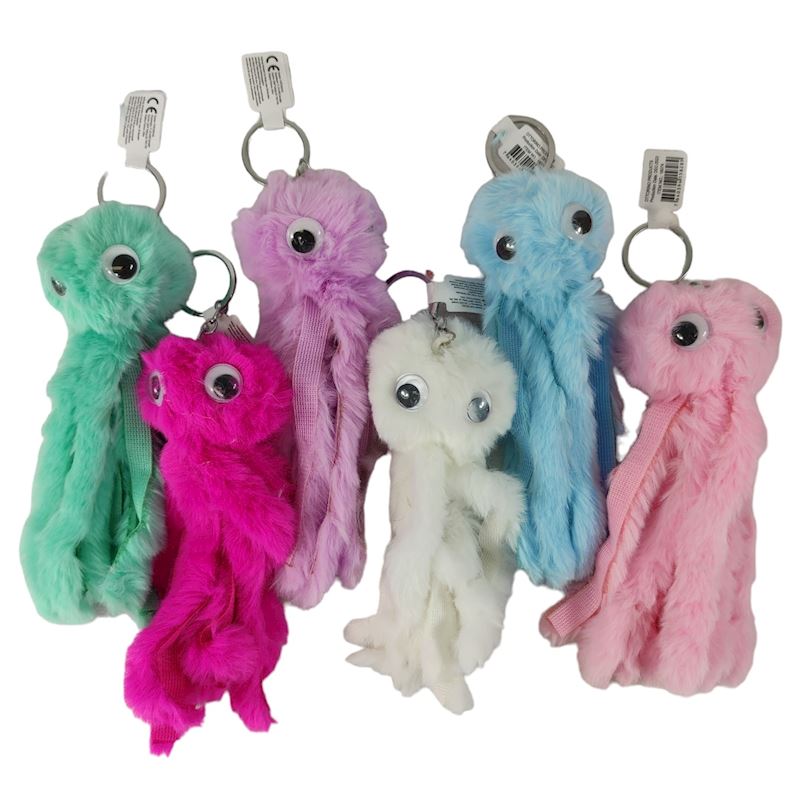 Plüsch Schlüsselanhänger Oktopus 18 cm, 6 sort.