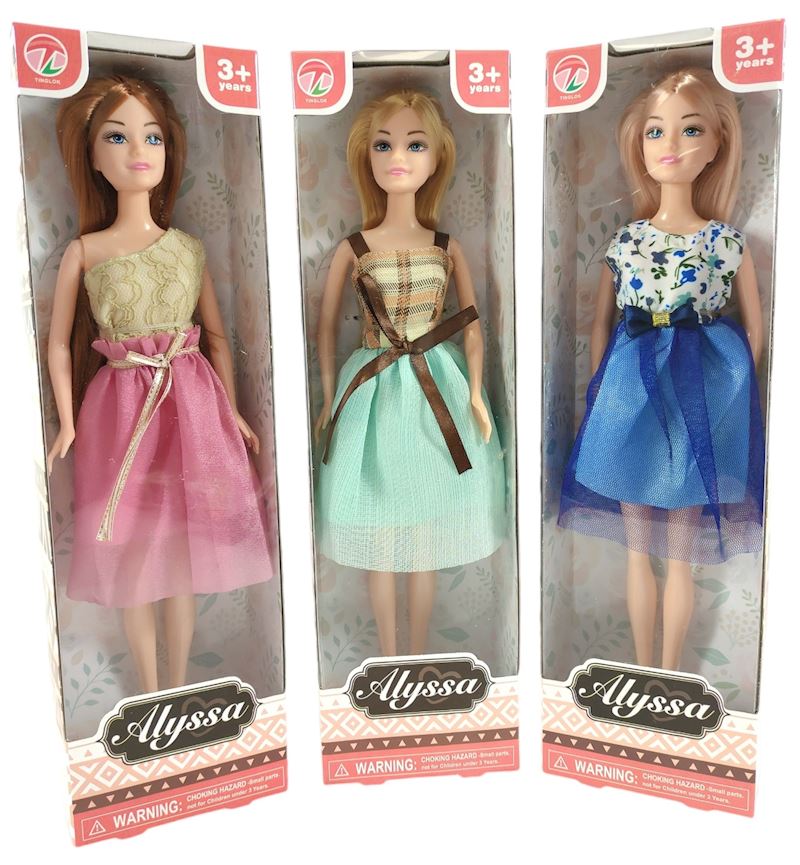 Puppe Alyssa 28 cm 3 sort. 