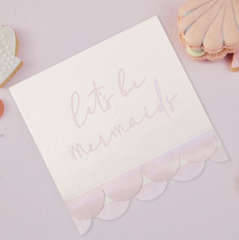 Servietten Lets be mermaids 16 Stk. mit Rüschenfransen