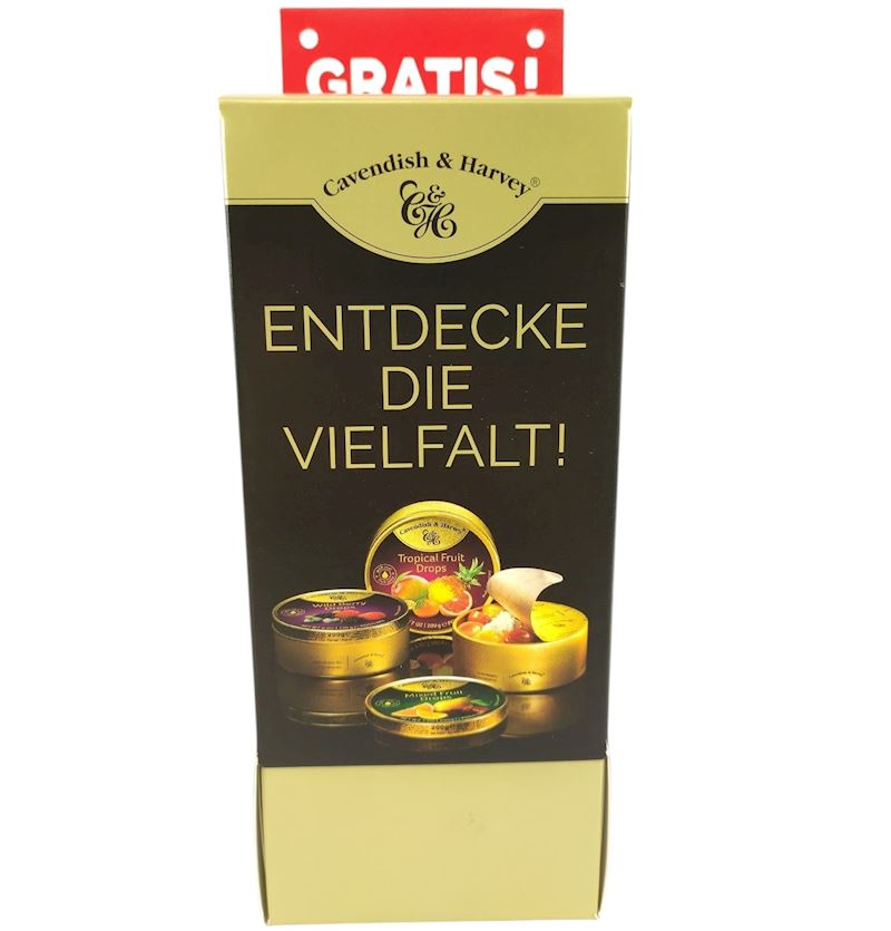 Dispenser gefüllt mit 500 g Musterbonbons & 2 Haken
