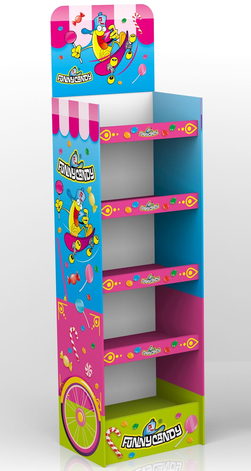 Kartondisplay Boden FunnyCandy 30 x 40 x 190 cm
