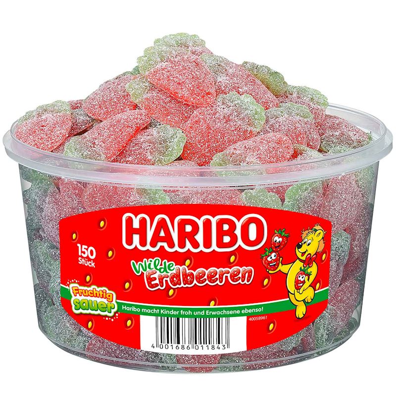 HARIBO wilde Erdbeeren sauer 150 Stück in der Dose