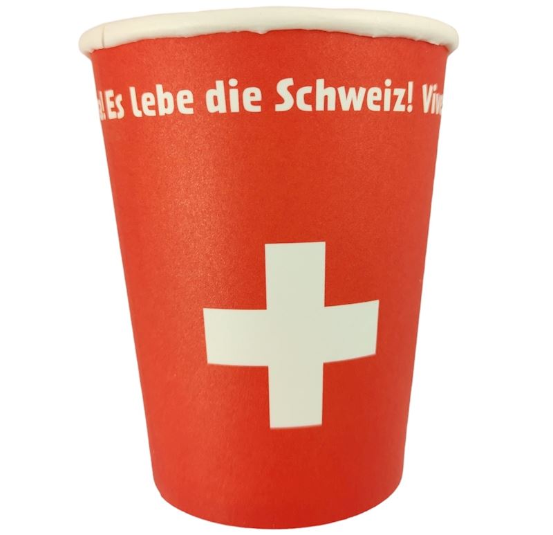 Pappbecher Schweiz 250ml Es lebe die Schweiz, 10 Stk.
