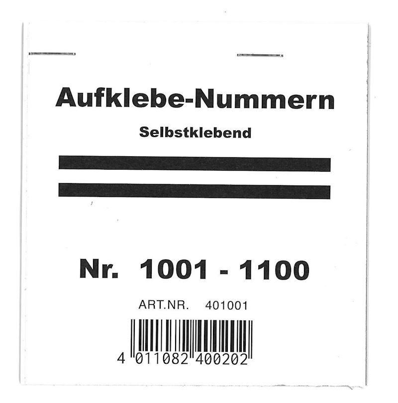 Aufklebenummern Gewinne 1001-1100