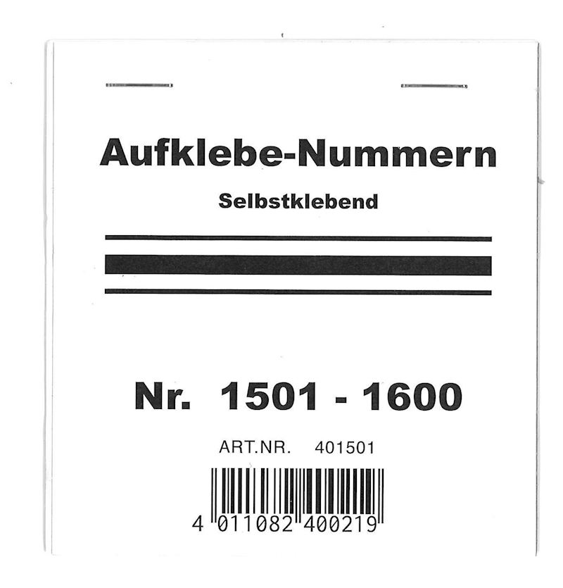 Aufklebenummern Gewinne 1501-1600