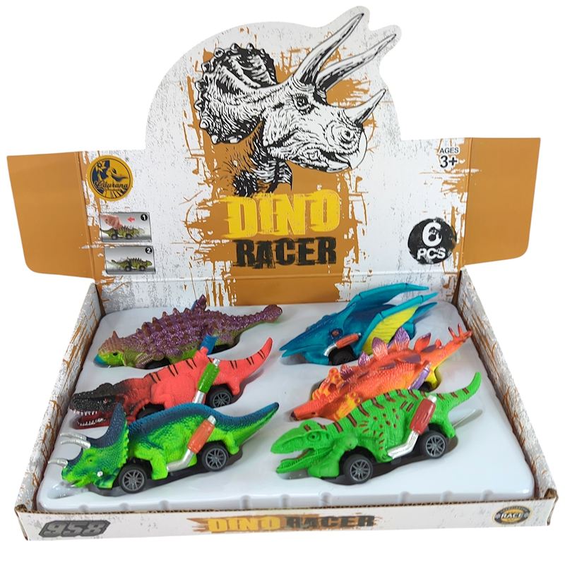 Voiture dinosaure à remonter 6 ass. 12 cm