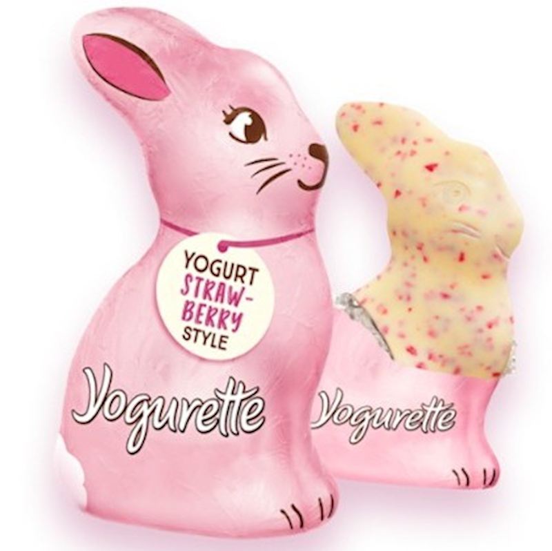 Yogurette Lapin de Pâques 75 g Chocolat blanc à la framboise