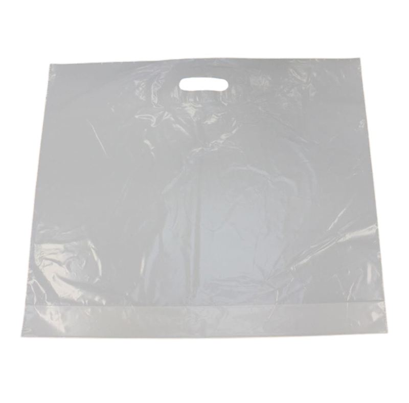 Griffloch-Tragetasche weiss mit Bodenfalte 65x50x5 cm