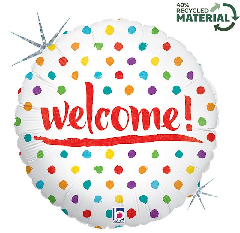 Folienballon Konfetti Welcome 46 cm Holographic