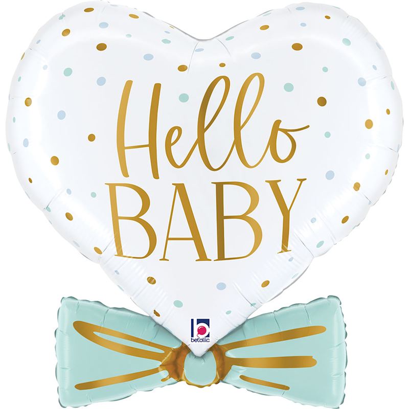 Folienballon Hello Baby Herz mit Schlaufe grün, 76 cm