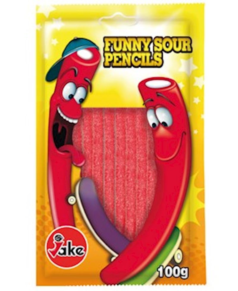 Jake Funny Pencils Strawberry halal, sour, 100 g