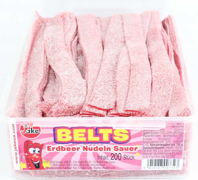 Jake bandes de fraise Strawberry sour, 200 pc.