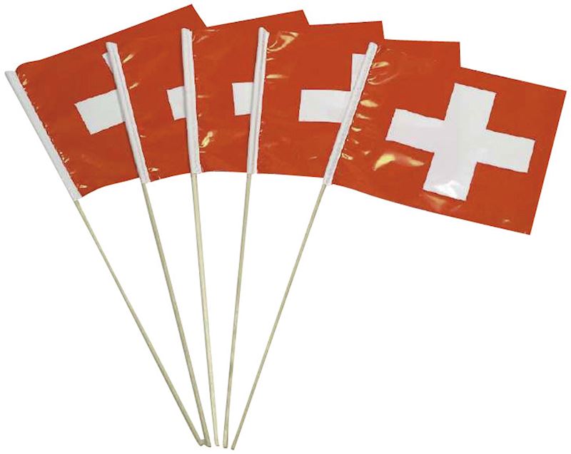 Schweizerfahne aus Kunststoff 5 Stk. 20x20 cm Wetterfest