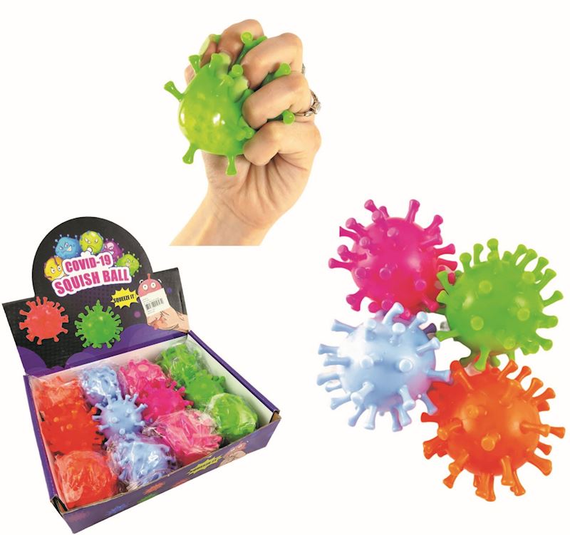 Quetsch Ball Corona 7 cm 4 Farben sort.