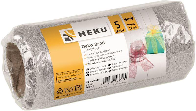 Deko-Band Textilfaser 2 m, silber-metallic