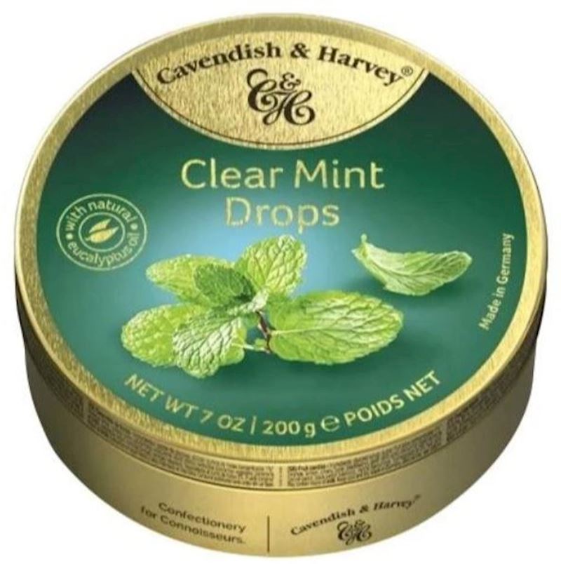 Cavendish & Harvey Boîte Clear Mint Drops 200 g