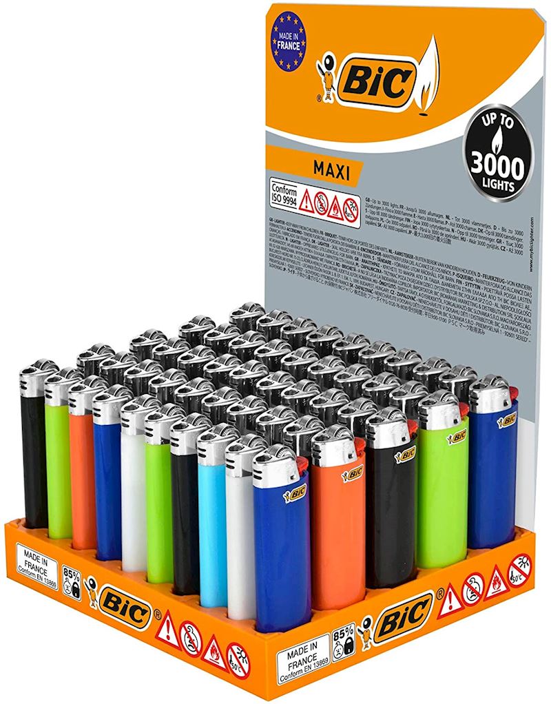 Bic Maxi Feuerzeug mit Reibrad, div. Farben sort.