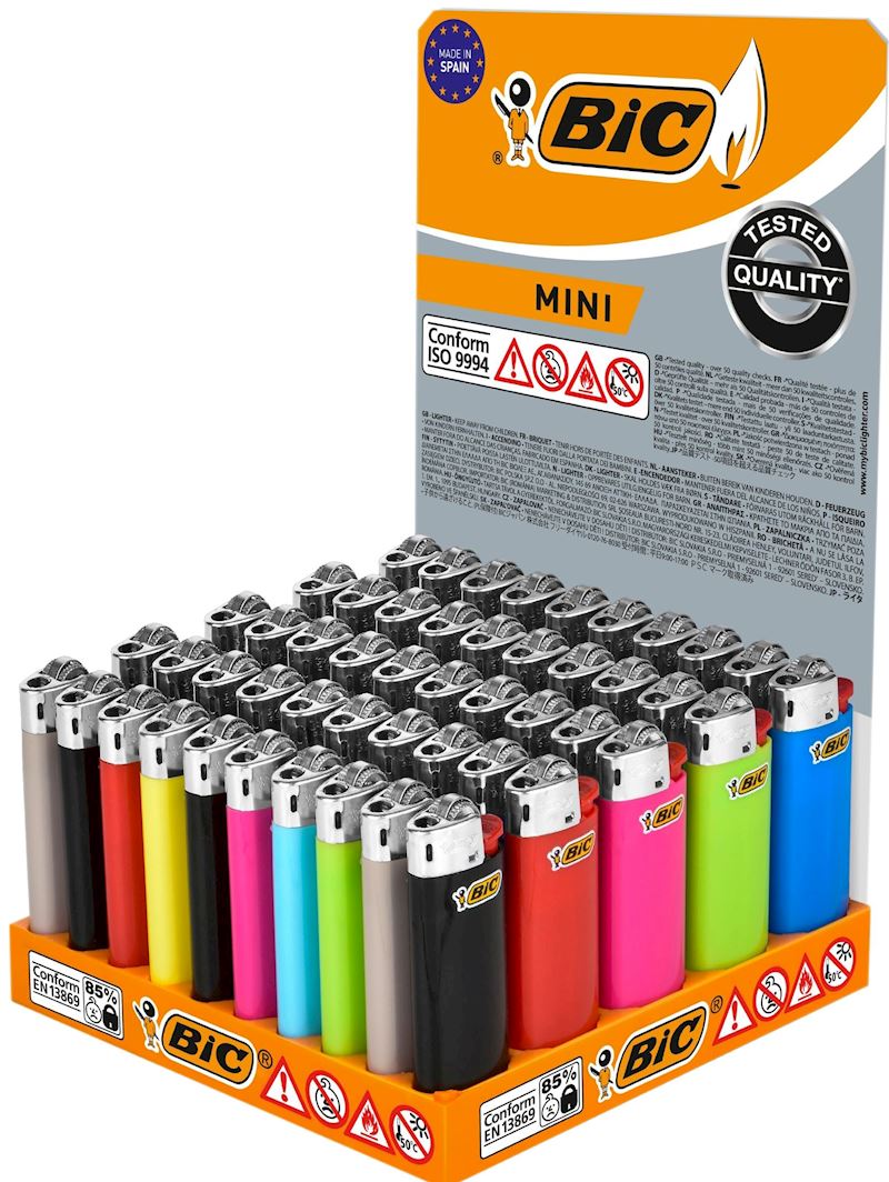 Bic Mini Feuerzeug mit Reibrad, div. Farben sort.
