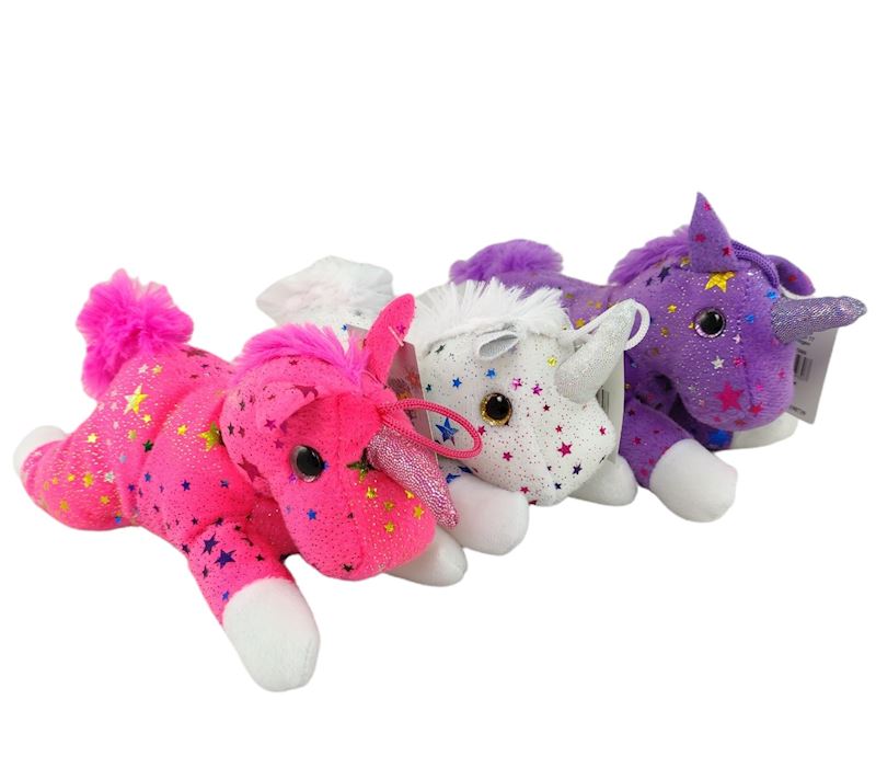 Peluche licorne 22 cm 3 ass.