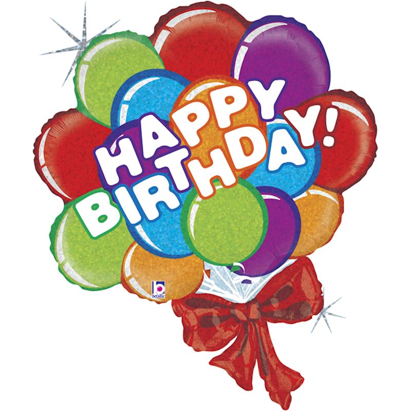 Ballon alum. Happy Birthday 74 cm, en sachet