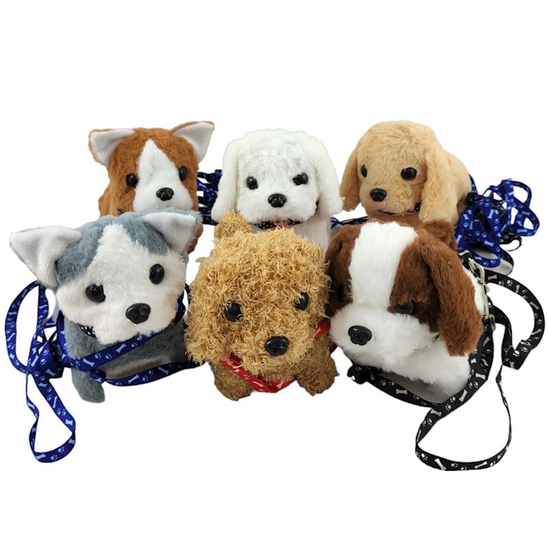 Hund mit Bewegung&Sound 17 cm mit Leine 6xsort. exkl. Batt.