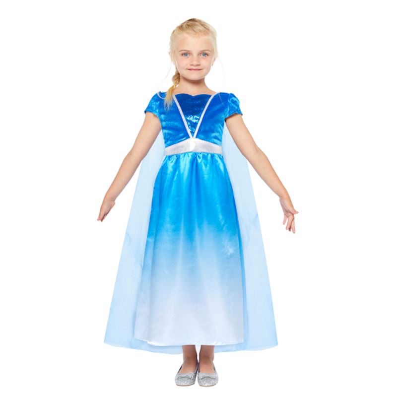 Kostüm Eisprinzessin mit Umhang 4-6 Jahre blau