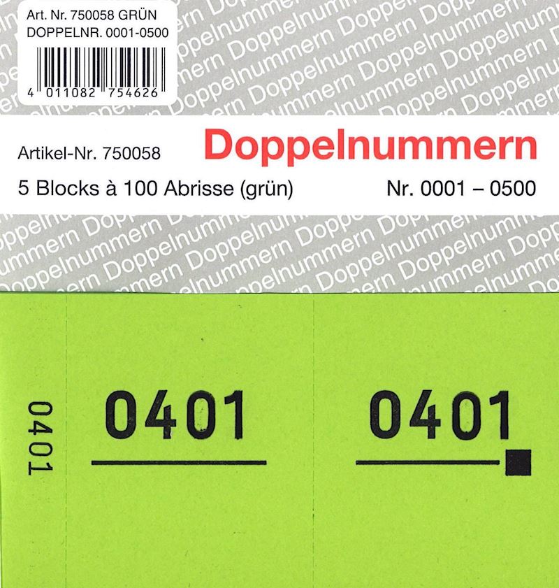 Numéros doubles série Nr. 1-500 vert 120x60mm