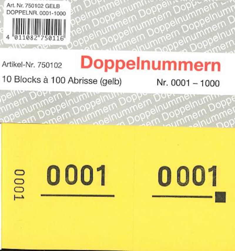 Doppelnummern Serie Nr. 1-1000 gelb 120x60mm