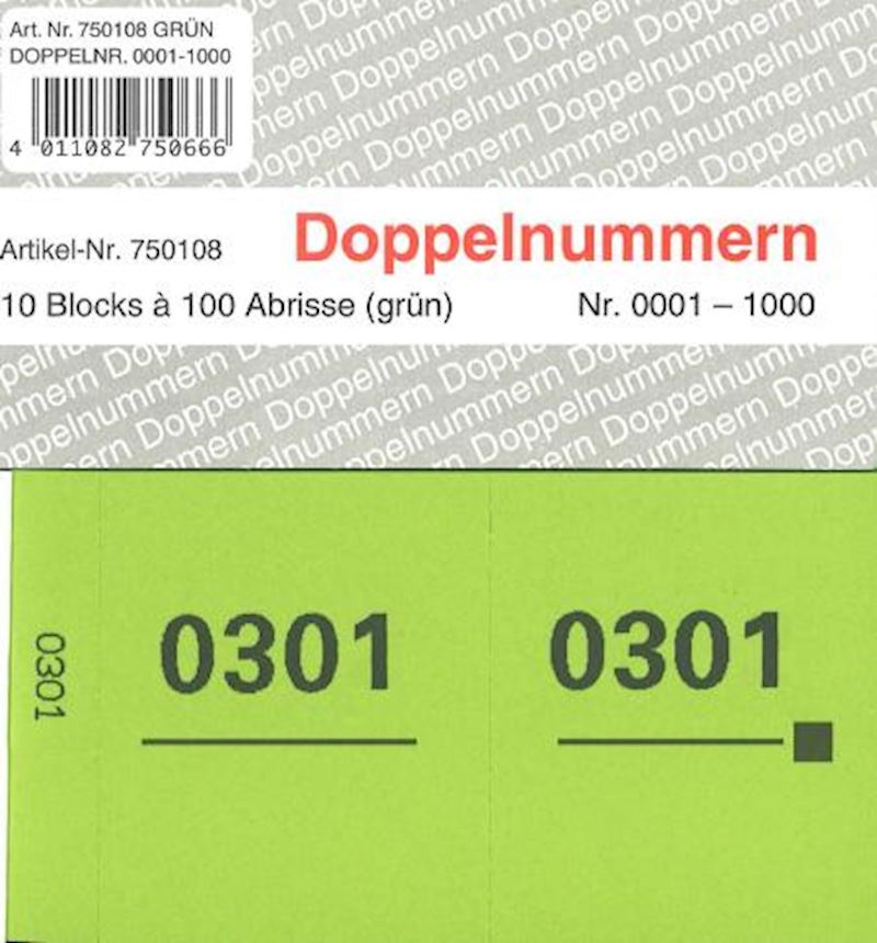 Doppelnummern Serie Nr. 1-1000 grün 120x60mm