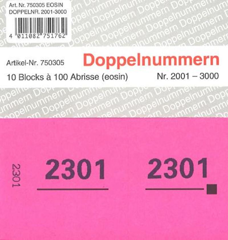 Doppelnummern Serie 2001-3000 eosin 120x60mm
