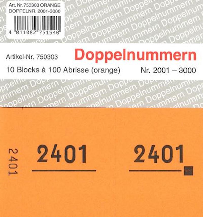 Doppelnummern Serie 2001-3000 orange 120x60mm