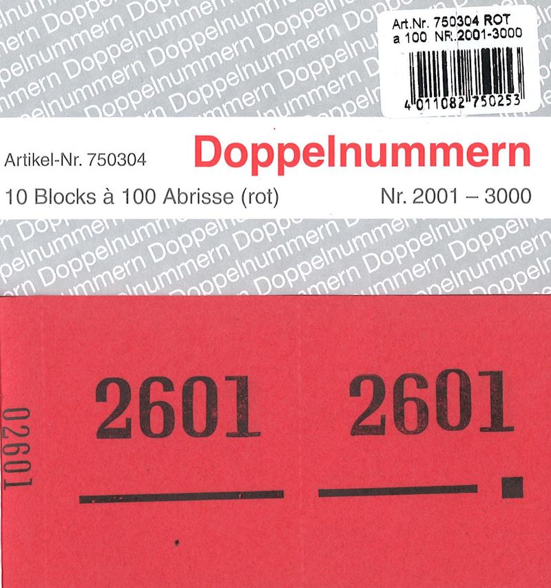 Doppelnummern Serie 2001-3000 rot 120x60mm