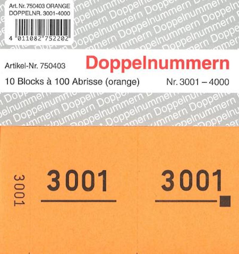 Numéros doubles série 3001-4000 orange 120x60mm