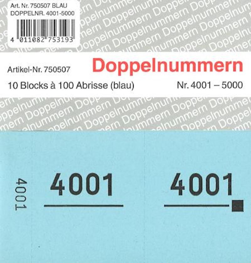 Numéros doubles série 4001-5000 bleu 120x60mm