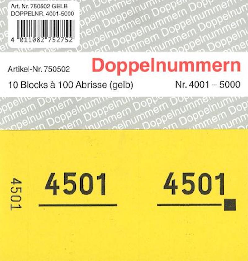 Numéros doubles série 4001-5000 jaune 120x60mm