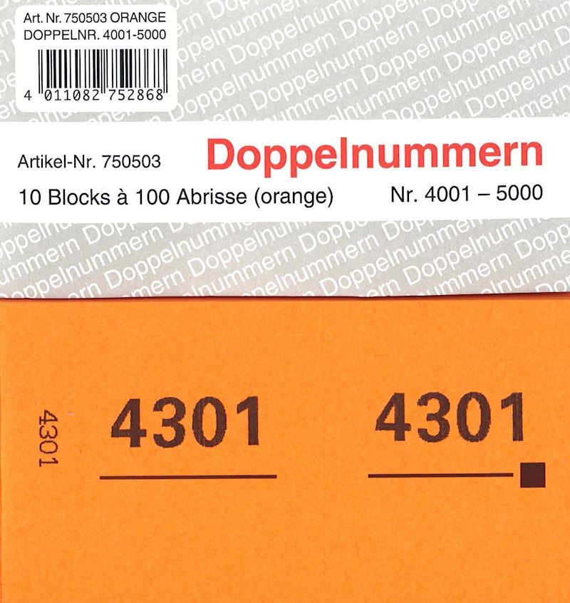 Numéros doubles série 4001-5000 orange 120x60mm