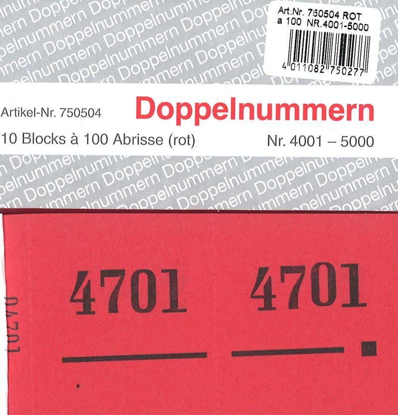Numéros doubles série 4001-5000 rouge 120x60mm