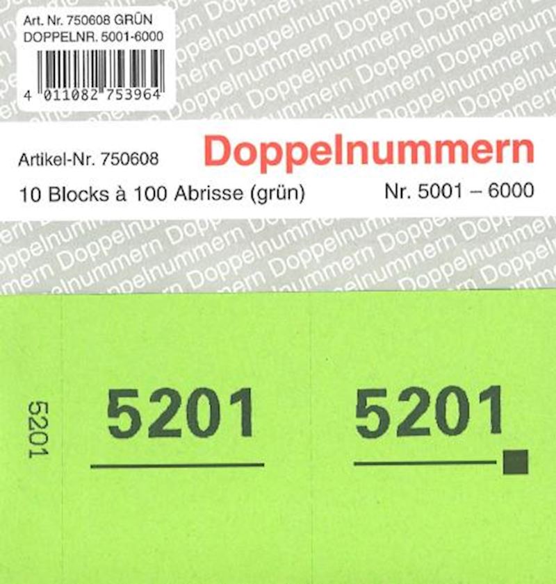 Numéros doubles série 5001-6000 vert 120x60mm