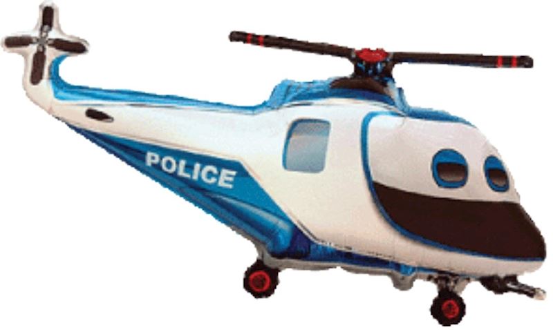 Folienballon offen Mini Polizeihelikopter blau