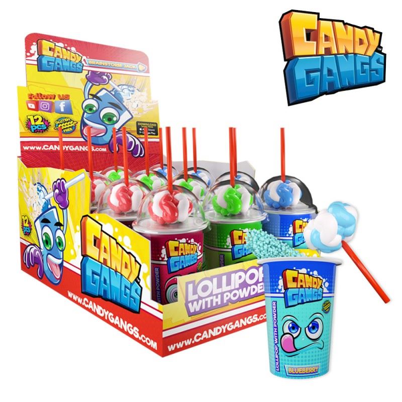 Candy Gangs Lollipop with Powder  60 g 3 sort.